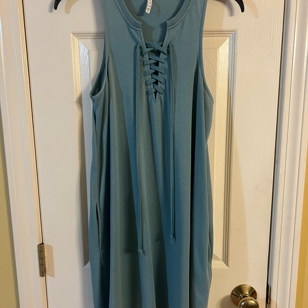Z Supply Dusty Sage Lace-Up Dress